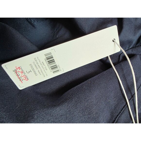 Chicos Navy Fluuter Cap Date Night Tee Ruffled Short Sleeve Top Size XL NWT - Picture 6 of 8